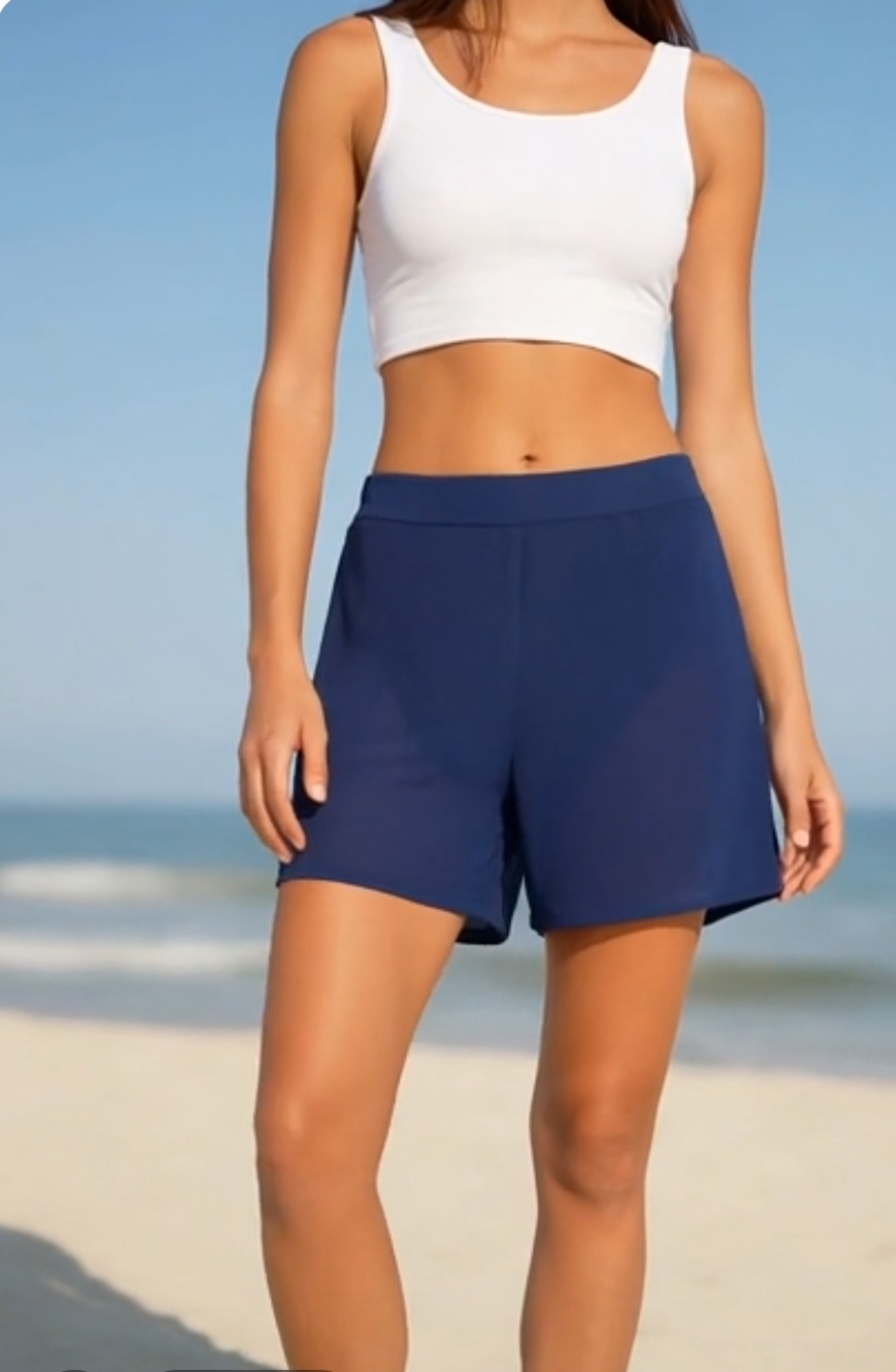 D&Co Beach Blue Athletic Shorts Built-In Panties Activewear Size 16 NWOT